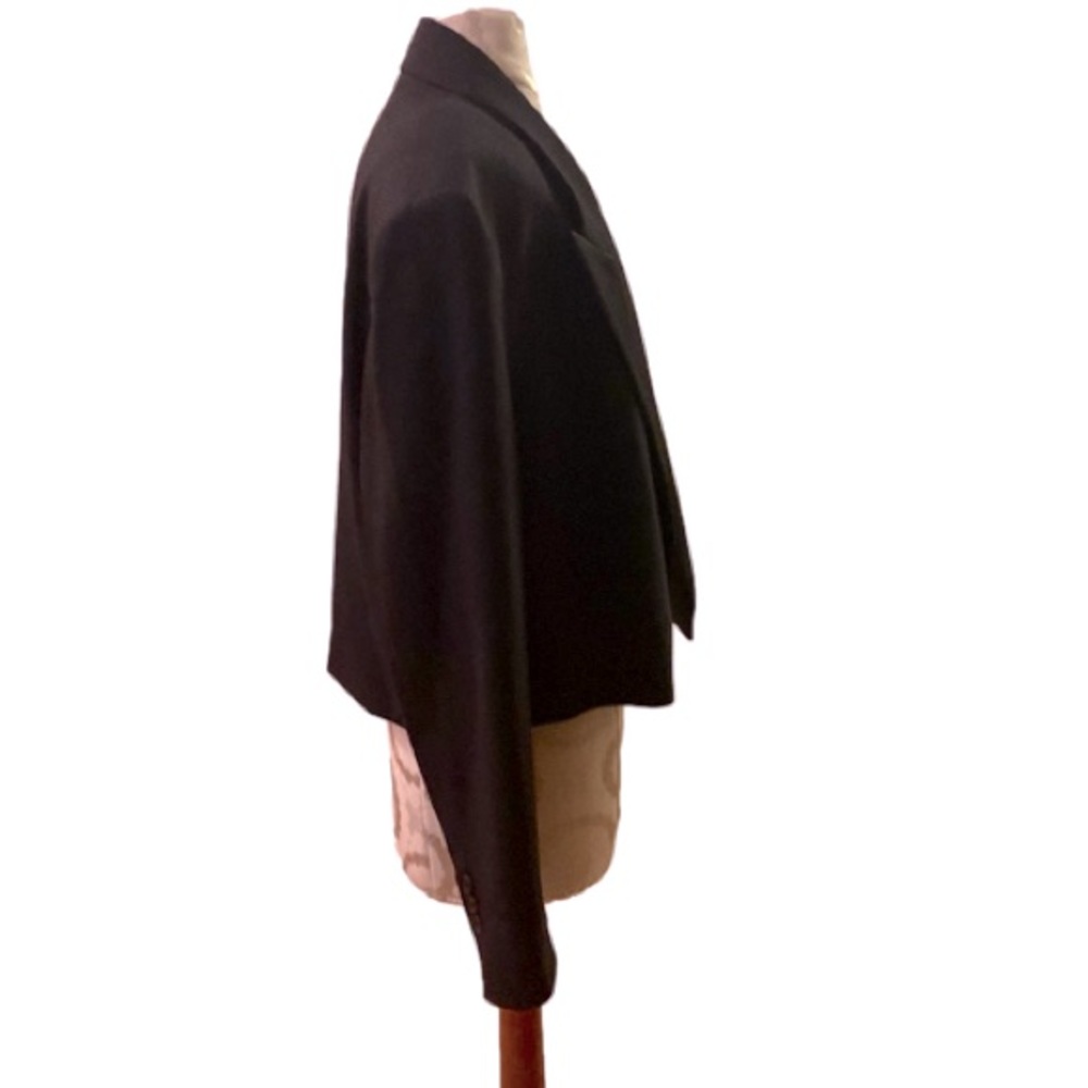 Zara Black Cropped Tuxedo Blazer Large - Picture 3 of 6